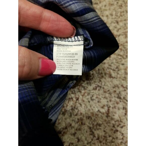 Ely Cattleman | Blue White Black Plaid Pearl Snap Long Sleeve Button Up Men Med - Picture 6 of 9